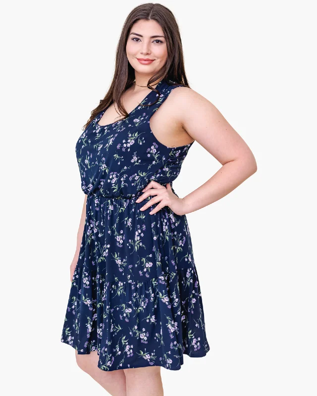 Women's flare dress scalloped -Charis Fit-and-Flare Dress | Navy