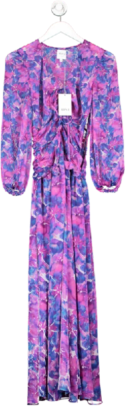 ladies-maxi-dress-feminine-fable-MISA Los Angeles Purple Floral Maxi Dress UK XS