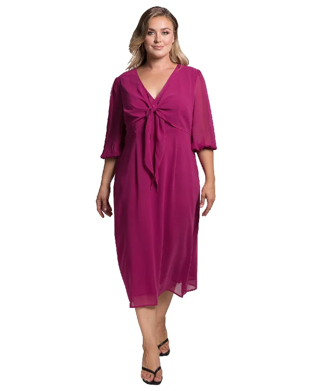 Women's midi dress dine pop -Marcia Puff Sleeve Midi Dress | PLUMPIE