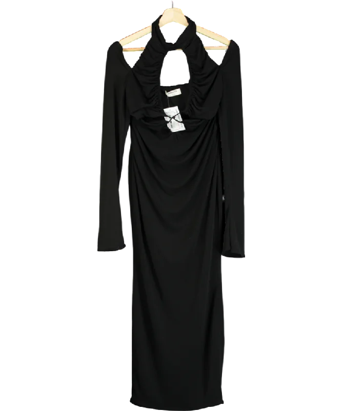 ladies-maxi-dress-tulle-twist-House of CB Black Jersey Cut-out Maxi Dress UK S