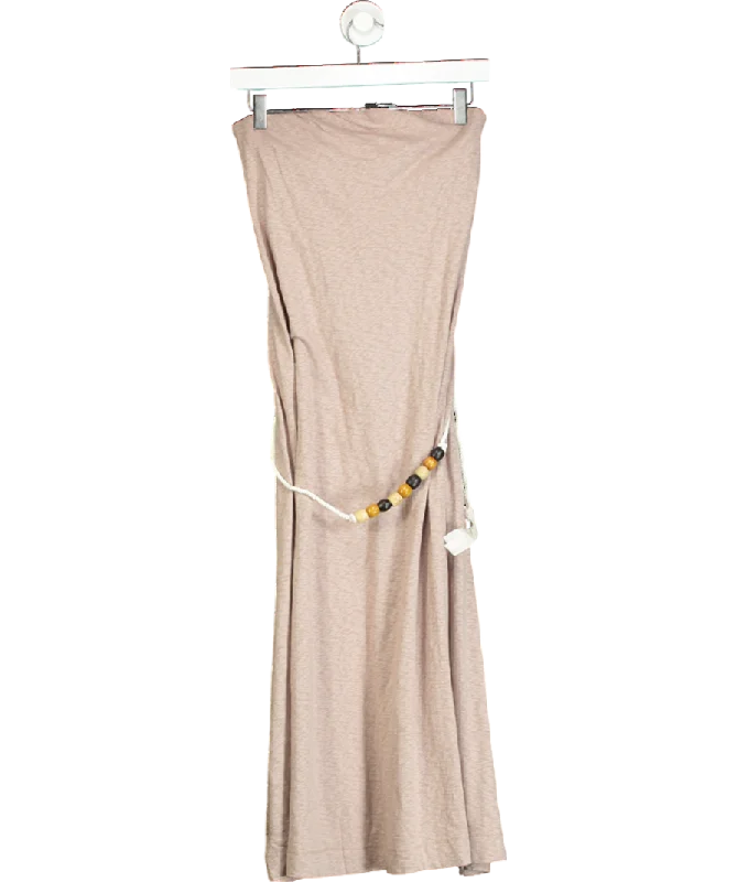 ladies-maxi-dress-peach-petal-Free People Beige Beach Peyton Maxi Dress UK XS