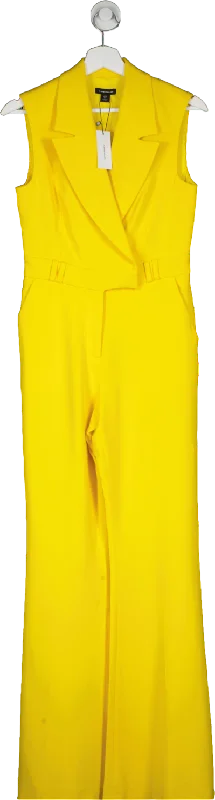 Women's flare dress feather -Karen Millen Yellow Compact Stretch Viscose Flared Jumpsuit UK 8