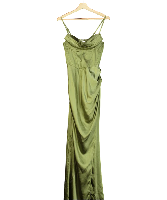 ladies-maxi-dress-periwinkle-petal-Club L Green Starlight Cowl Neck Satin Wrap Maxi Dress UK 10