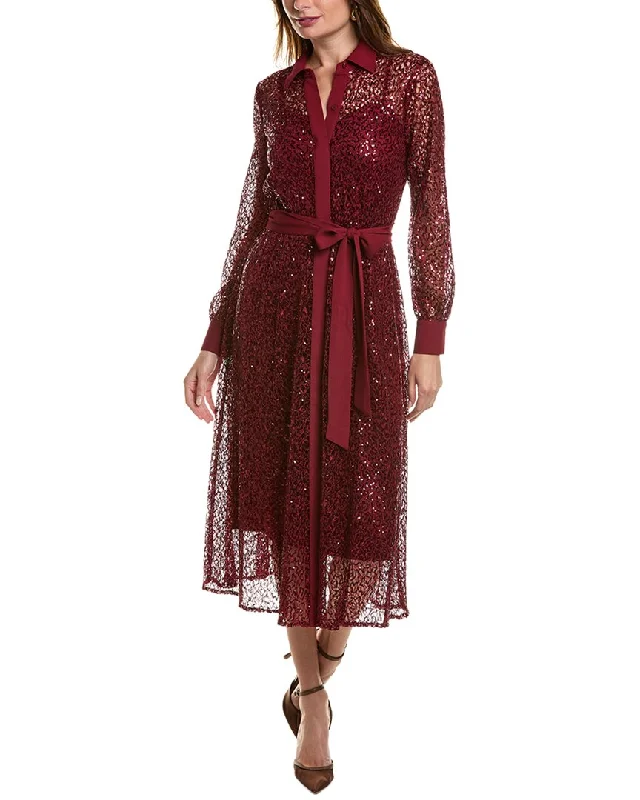 Women's shirt dress trek pop -Anne Klein Sequin Lace Shirtdress