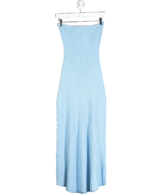 ladies-maxi-dress-off-shoulder-orchid-4th & Reckless Blue Henley Knit Bandeau Maxi Dress UK 10