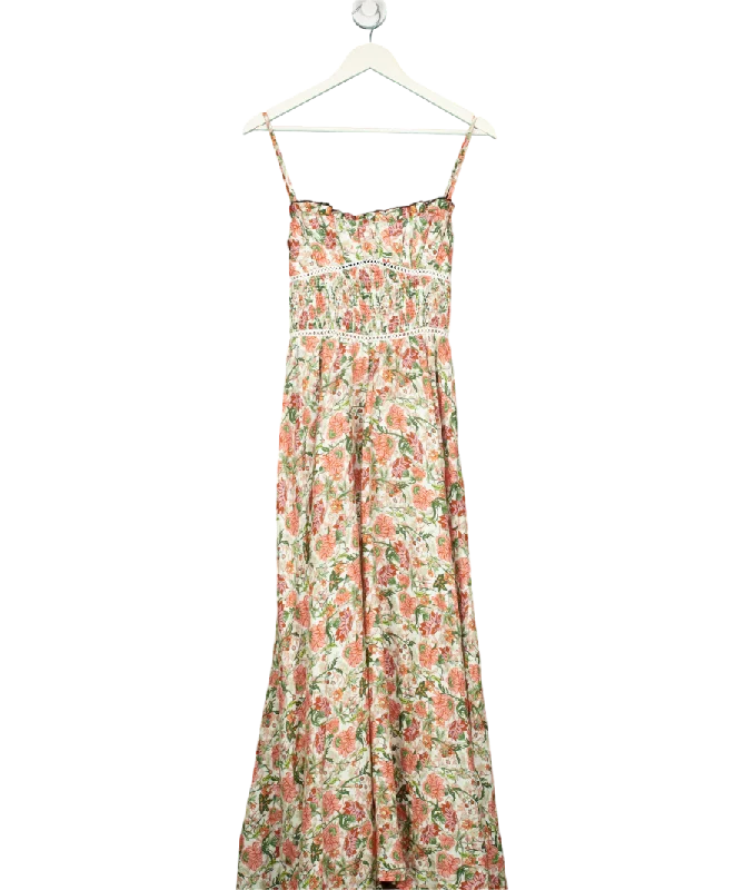 ladies-maxi-dress-flattering-fawn-LUG VON SIGA Green Melody Floral Linen Maxi Dress UK 8