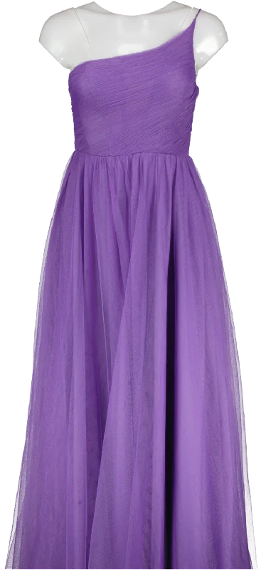 ladies-maxi-dress-office-orchid-JJ 's House Purple One Shoulder Tulle Maxi Dress UK 8