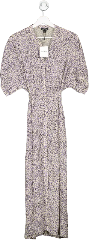 Women's midi dress oak flair -Whistles Cream / Lilac Leopard Print Midi Dress BNWT UK 12