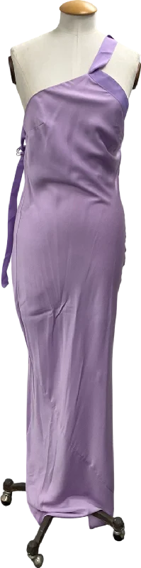 ladies-maxi-dress-long-sleeve-luxe-ASOS Purple One Shoulder Maxi Dress With Grosgrain Strap In Lilac UK 6