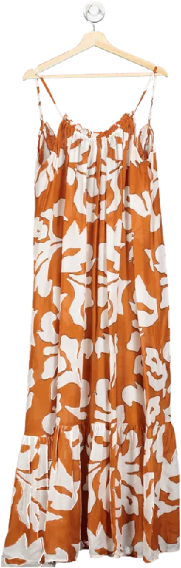 ladies-maxi-dress-slim-sunset-Anthropologie Orange The Malika Cover-up Maxi Dress UK Size 12