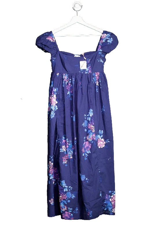 ladies-maxi-dress-olive-orchid-Free People Blue Linda Lou Poplin Maxi Dress UK XS