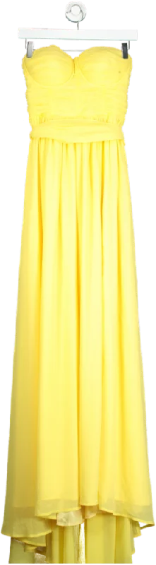 ladies-maxi-dress-cobalt-calm-Coast Yellow Strapless Maxi Dress UK 8