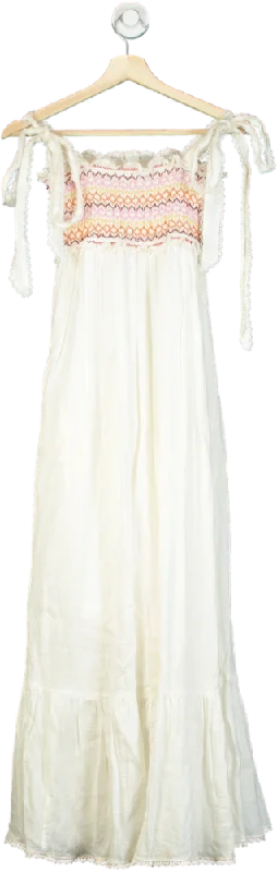 ladies-maxi-dress-high-waist-hush-Zimmermann White linen Lace Trimmed Sleeveless Maxi Dress SZ0 UK 6