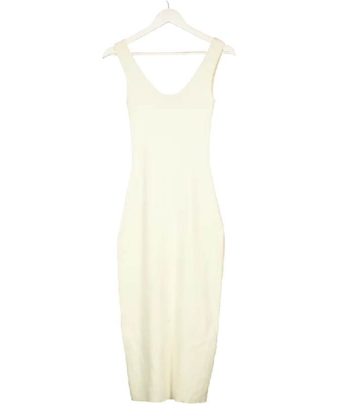 ladies-maxi-dress-bell-sleeve-bliss-BOA Cream Heavy Ribbed Racer Maxi Dress UK XS