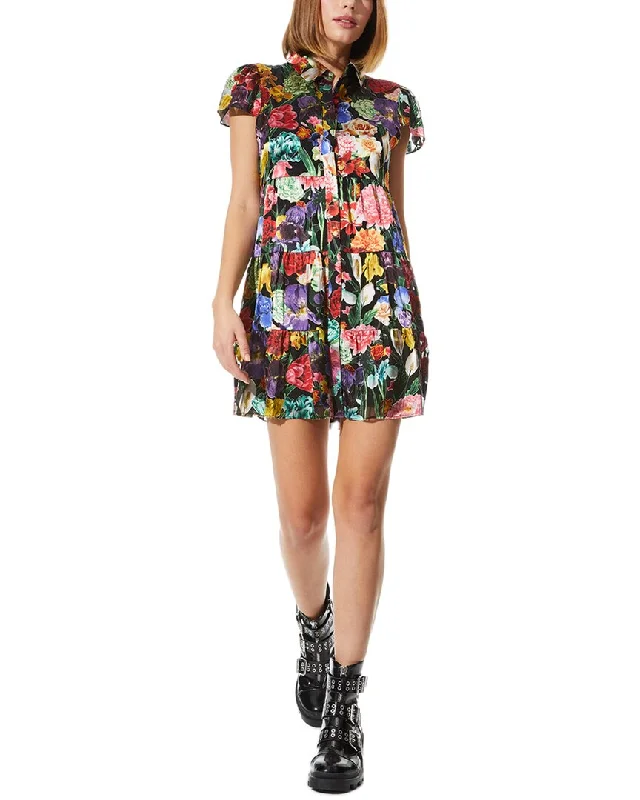 Women's shirt dress trek pop -alice + olivia Meeko Tiered Silk-Blend Shirtdress