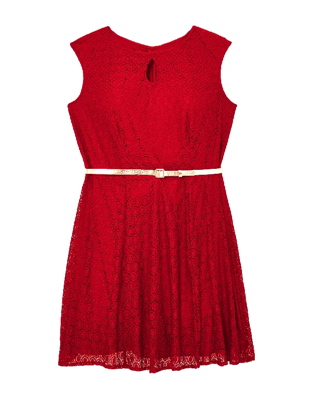 Women's flare dress sporty -Bellaire Fit and Flare Dress | Red