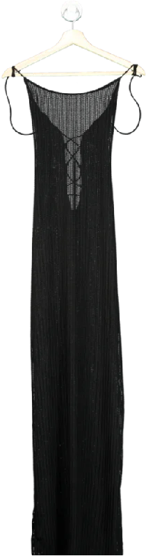 ladies-maxi-dress-casual-charm-White Fox Black Ribbed Maxi Dress UK M