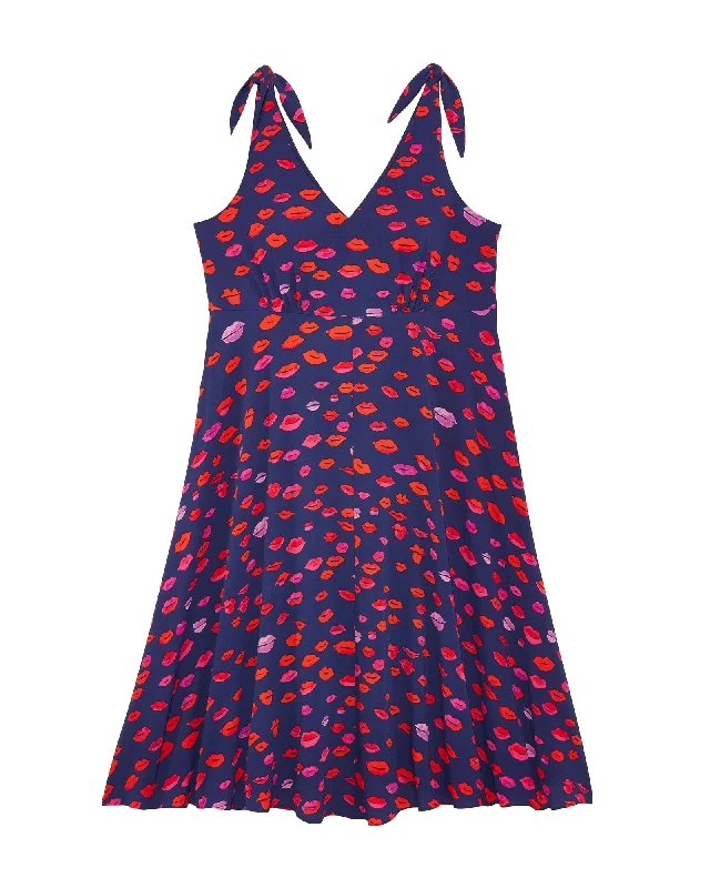 Women's midi dress trek pop -Peoria Sleeveless Midi Dress | Navy / Red