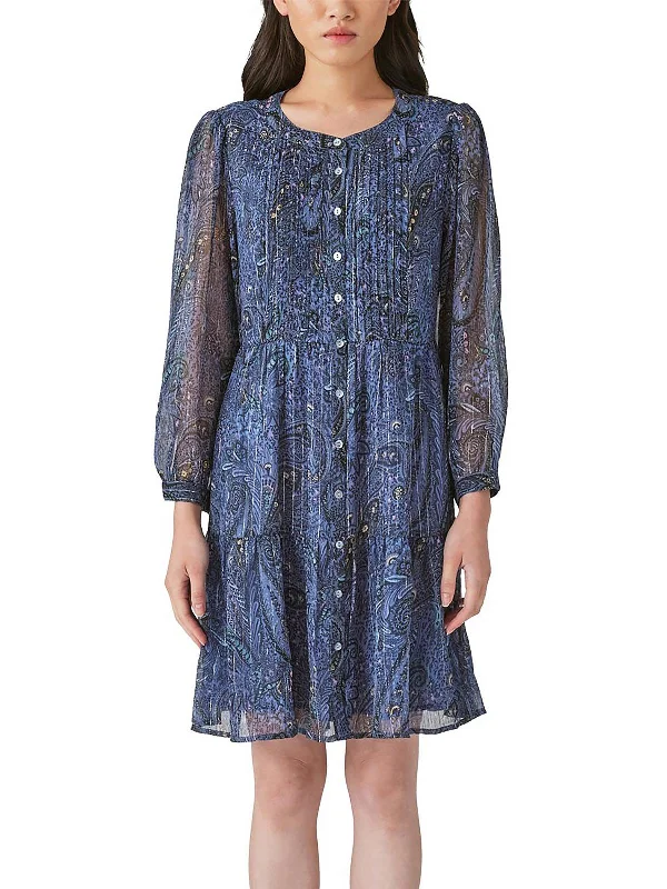 Women's shirt dress clear pop -Womens Metallic Pinstripe Shirtdress