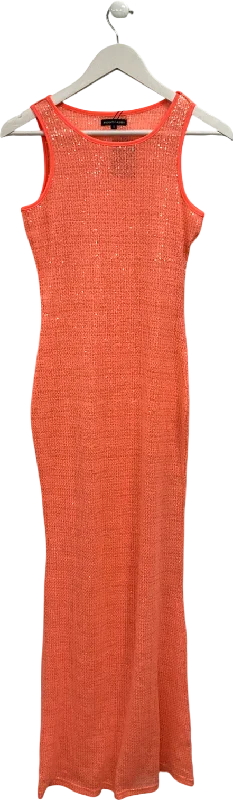 ladies-maxi-dress-solid-serenity-Noughts & Kisses Orange Cinzia Sheer Maxi Dress UK S