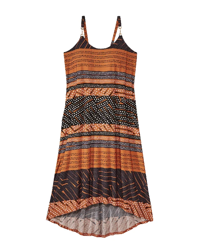 ladies-maxi-dress-classic-chic-Akron Sleeveless Maxi Dress | Brown / Orange