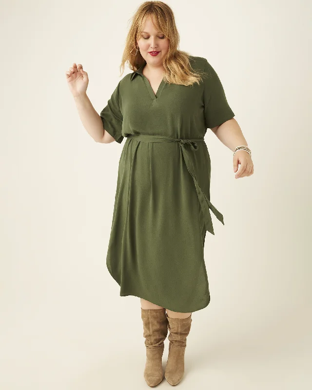 Women's midi dress core chic -Vera Midi Shirtdress | Olive Green