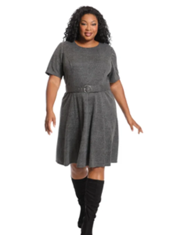 Women's flare dress puff sleeve -Jordan Fit and Flare Dress | CHARCOAL HEATHER