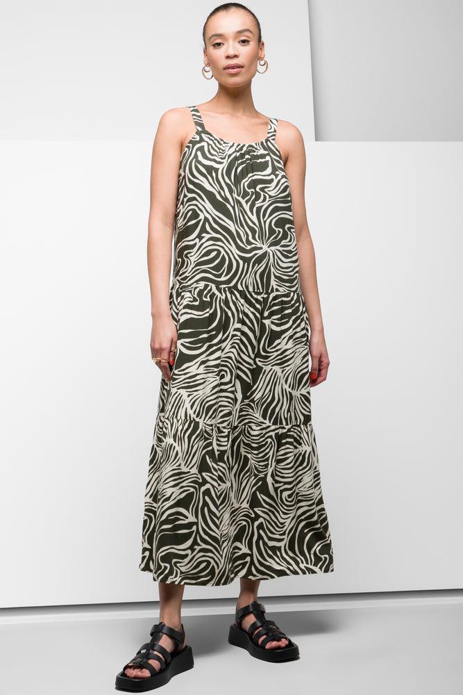 ladies-maxi-dress-structured-silk-Maxi Dress Green