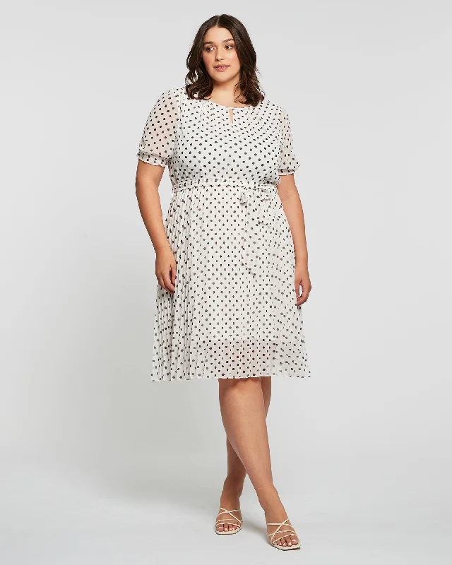 Women's midi dress luxe flair -Spot Midi Dress | Milk/Chocolate