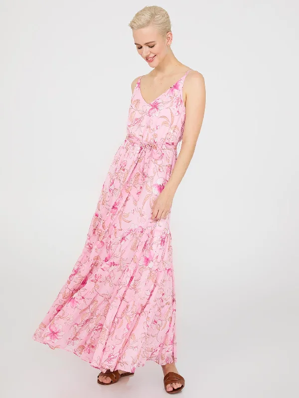 ladies-maxi-dress-trendy-twirl-Floral Print 3-Tier Maxi Dress