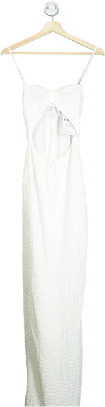 ladies-maxi-dress-solid-serenity-White Fox White Cut-Out Maxi Dress UK XS