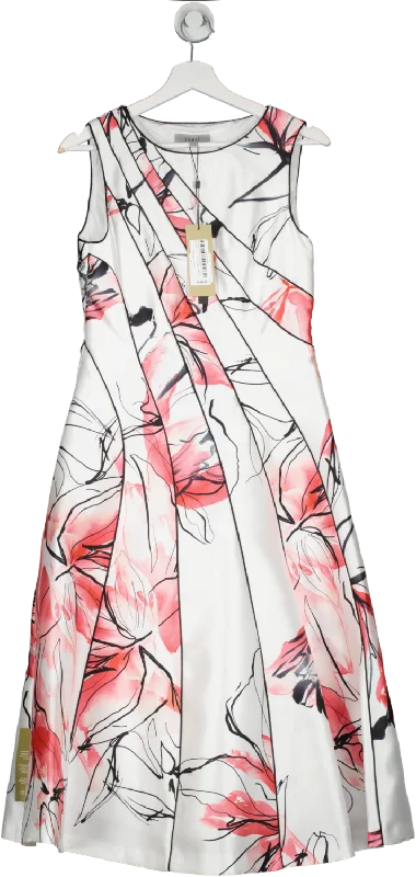 Women's midi dress wet flair -Coast White Hayley Floral Print Seamed Full Midi Dress BNWT UK 10