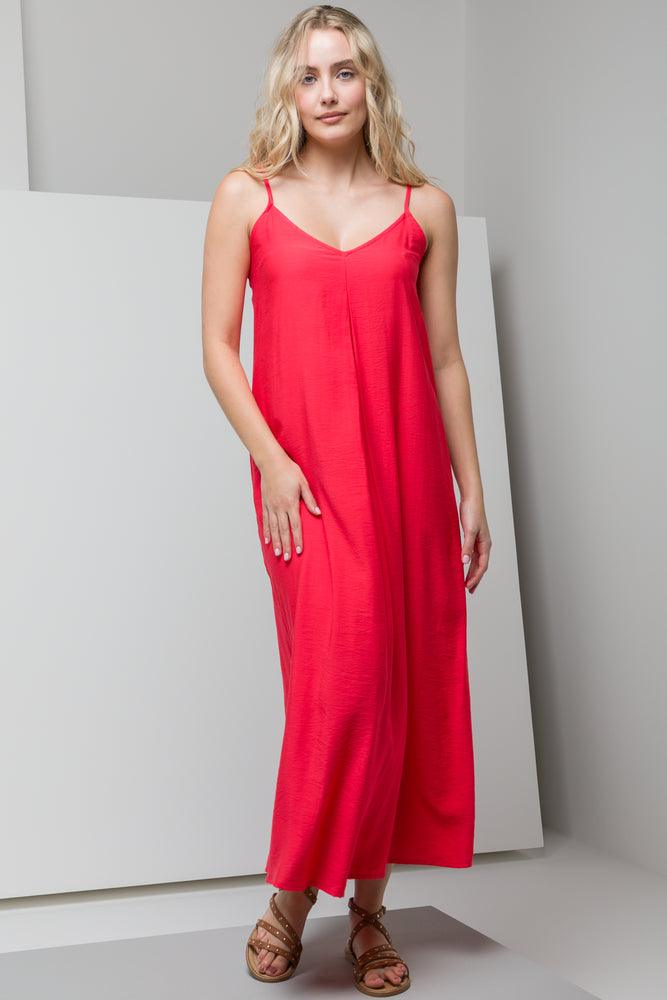 ladies-maxi-dress-viral-vibe-Strappy A-Line Maxi Dress Red