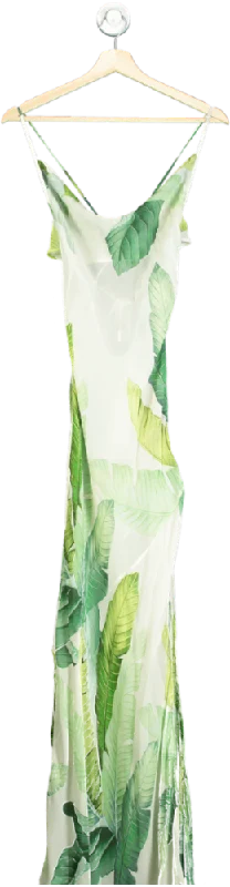 ladies-maxi-dress-mauve-mirth-Karen Millen Green Tropical Palm Print Beach Strappy Maxi Dress UK XS