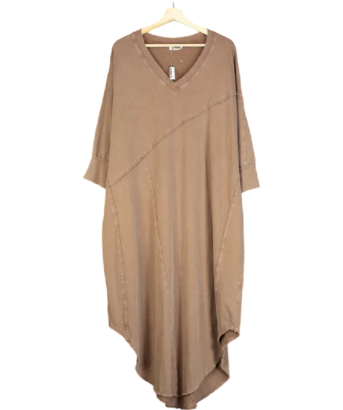 ladies-maxi-dress-pink-petal-Free People Brown Cotton Maxi Dress UK XS