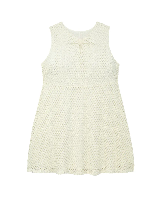 Women's flare dress girly -Santa Cruz Sleeveless Eyelet Fit And Flare Dress | Ivory