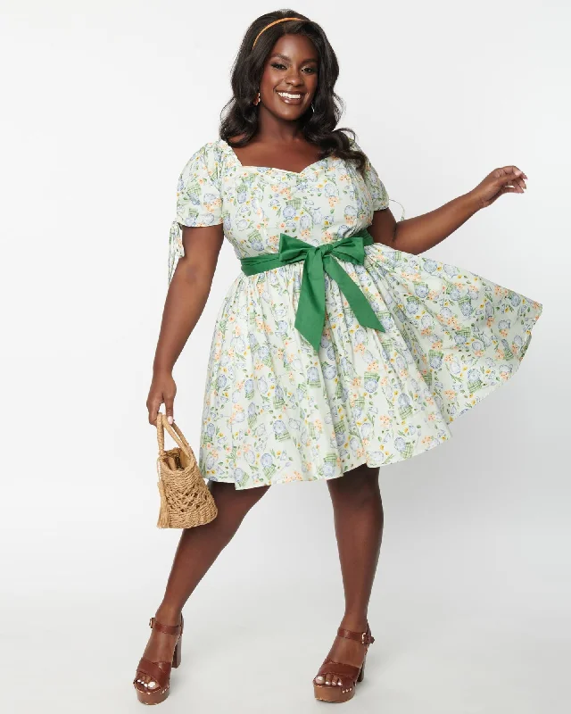 Women's flare dress affordable -Unique Vintage Plus Size Mint & Afternoon Tea Dakota Flare Dress | Mint & Afternoon Tea