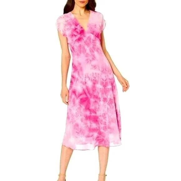 Women's midi dress brew glow -SAGE Kimono Tie Dye Print Flowy Summer Midi Dress