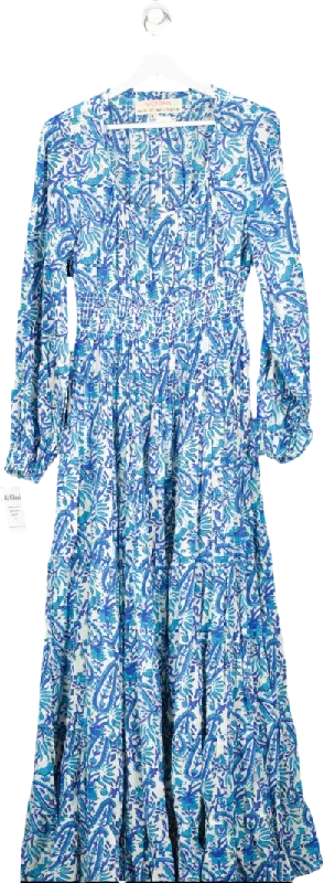 ladies-maxi-dress-edgy-ember-Victoria Blue Floral Maxi Dress UK S/M