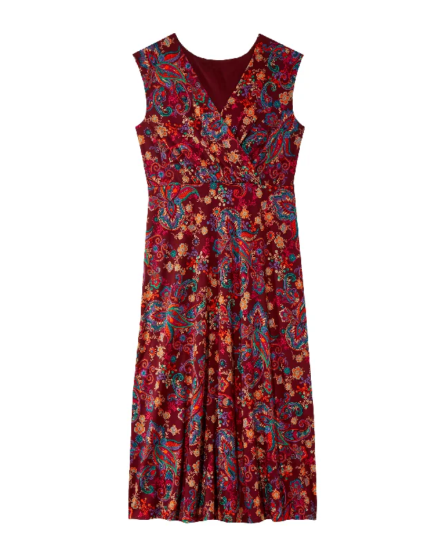 ladies-maxi-dress-beaded-breeze-Springfield V-Neck Maxi Dress | Burgundy / Navy