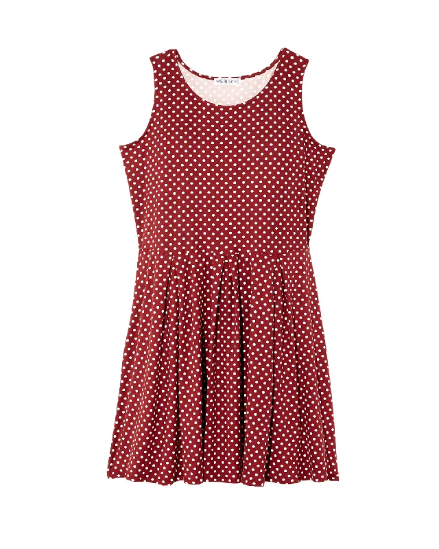 Women's flare dress casual -Aurora Sleeveless Fit and Flare Dress | Burgundy / Ivory