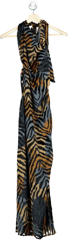 ladies-maxi-dress-sale-sweep-Nasty Gal Multicolour Tiger Print Maxi Dress UK 8