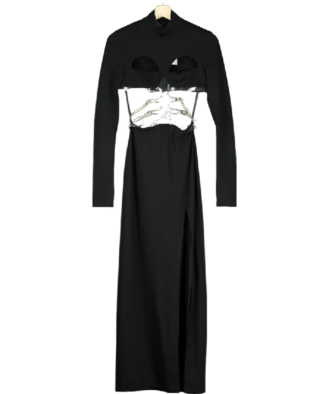 ladies-maxi-dress-swingy-silk-Christopher Kane Black Cutout Maxi Dress No Size