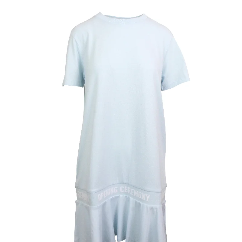 Women's shirt dress funky glow -Blue Cotton Scallop OC Elastic Logo T-Shirt