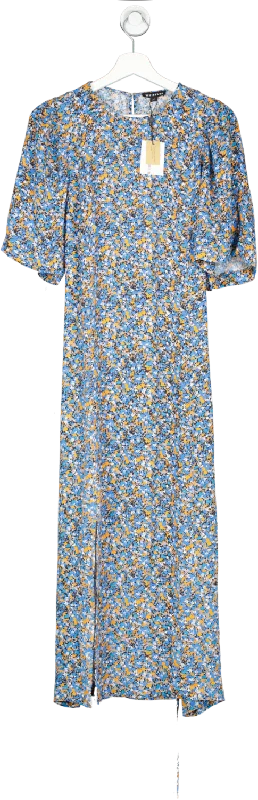 Women's midi dress ray pop -Whistles Blue Ditsy Bouquet Tallie Midi Dress UK 14