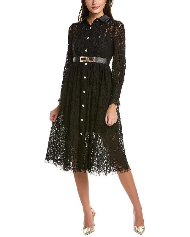 Women's shirt dress lush flair -Moonsea Lace Shirtdress