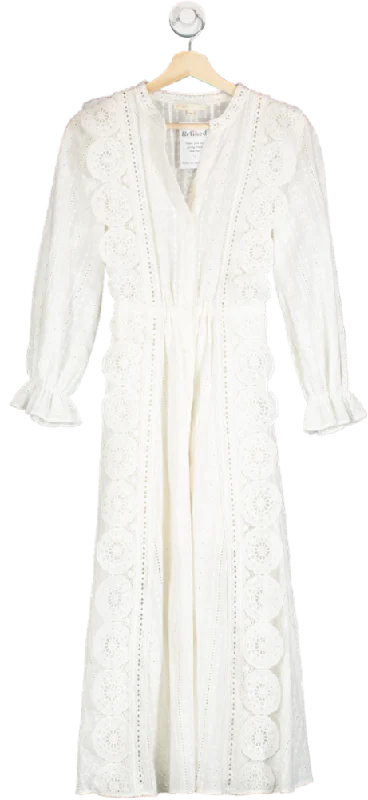 ladies-maxi-dress-keyhole-kiss-Maje White Lace Maxi Dress UK 6