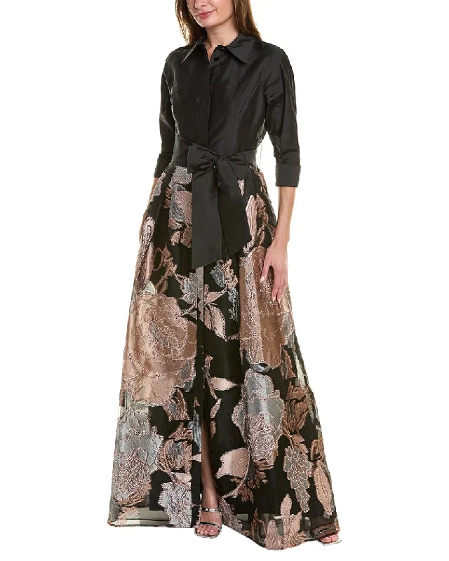 Women's shirt dress gap pop -Teri Jon by Rickie Freeman Taffeta Shirt Gown