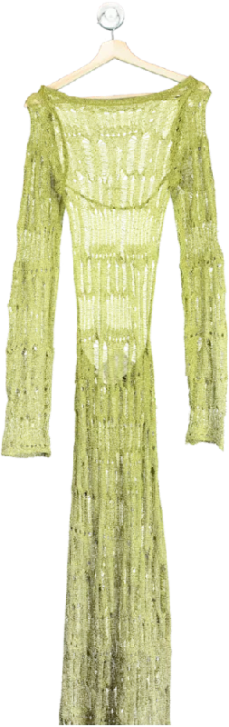 ladies-maxi-dress-retro-rush-Jaded Lime Green Knit Long Sleeve Maxi Dress XS