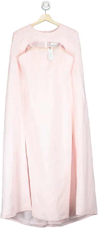 ladies-maxi-dress-neon-nerve-Karen Millen Blush Fluid Tailored Caped Maxi Dress UK 8